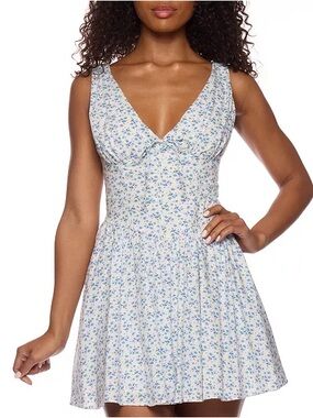 Alex & Sophia Floral V-Neck Sundress in Light Blue Juniors 7/8 NWOT